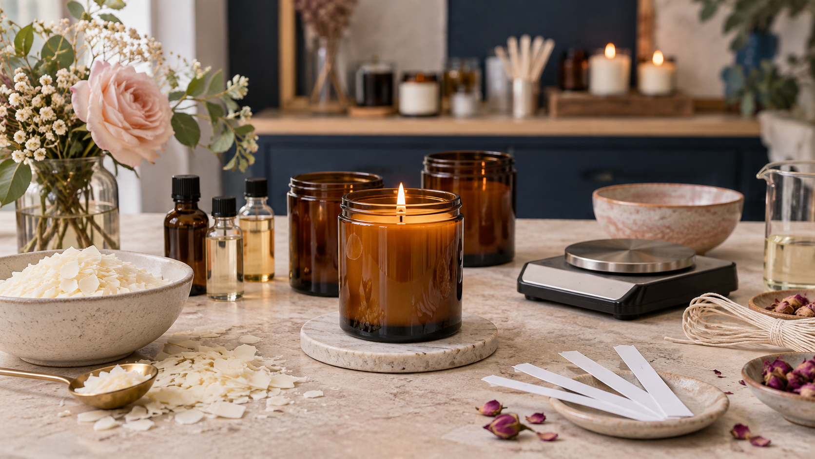 Essências e materiais utilizados na produção de velas artesanais