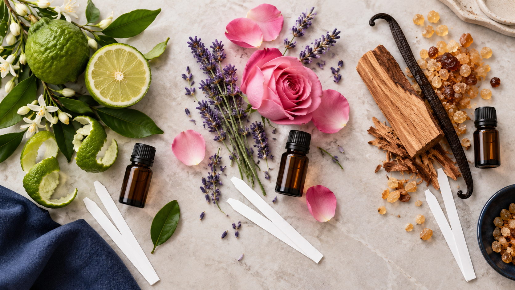 Ingredientes aromáticos utilizados na criação de blends para velas