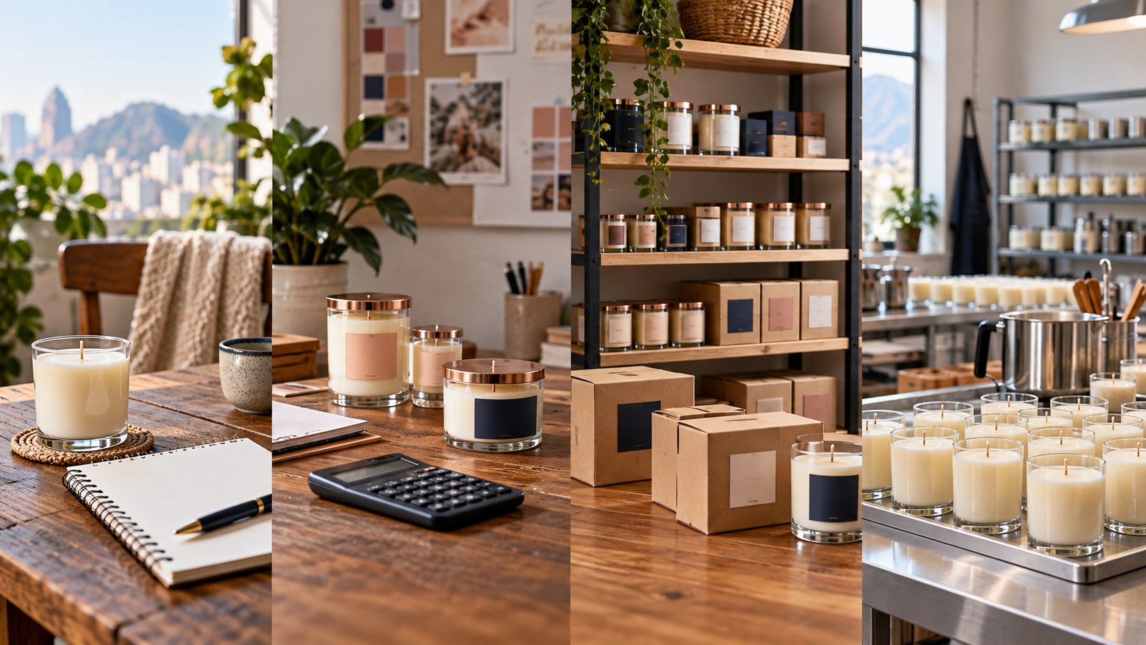 Evolução da produção de velas, do trabalho artesanal individual a uma estrutura empresarial organizada