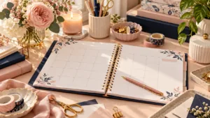 Planner mensal em estúdio artesanal