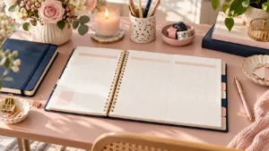 Planner trimestral em estúdio artesanal